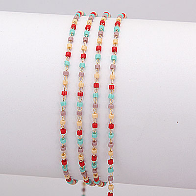 비즈톡 [9-815-48]체인(둥근미니비즈) 폭1.8mm 민트레드믹스(골드) (J) ,1M