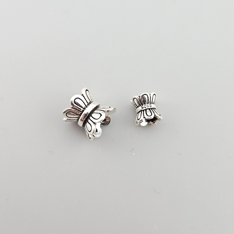비즈톡 [SVP-12-17]순은펜던트 실버925 양면꽃캡론델 6mm 8mm (내경2.8/3.2mm) ,1개