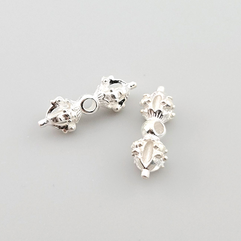 비즈톡 [SVP-06-20]순은펜던트 실버925 금강저통과형 20x7.5mm (내경2mm) 중앙홀 염주팔찌재료 ,1개