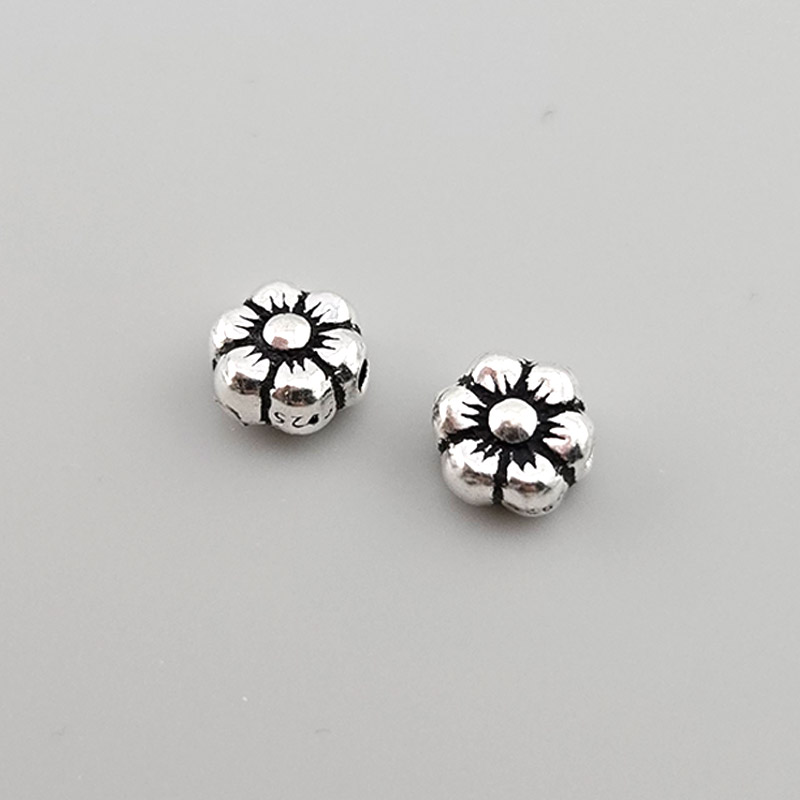 비즈톡 [SVP-06-13]순은펜던트 실버925 통통국화꽃통과형 7.5mm (내경1.2mm) 염주팔찌재료 ,1개
