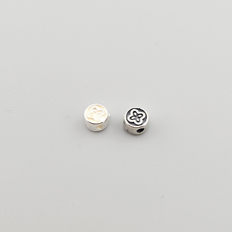 비즈톡 [SVP-06-04]순은펜던트 실버925 네잎꽃원통과형 5mm(내경1.2mm) 염주팔찌재료 ,1개