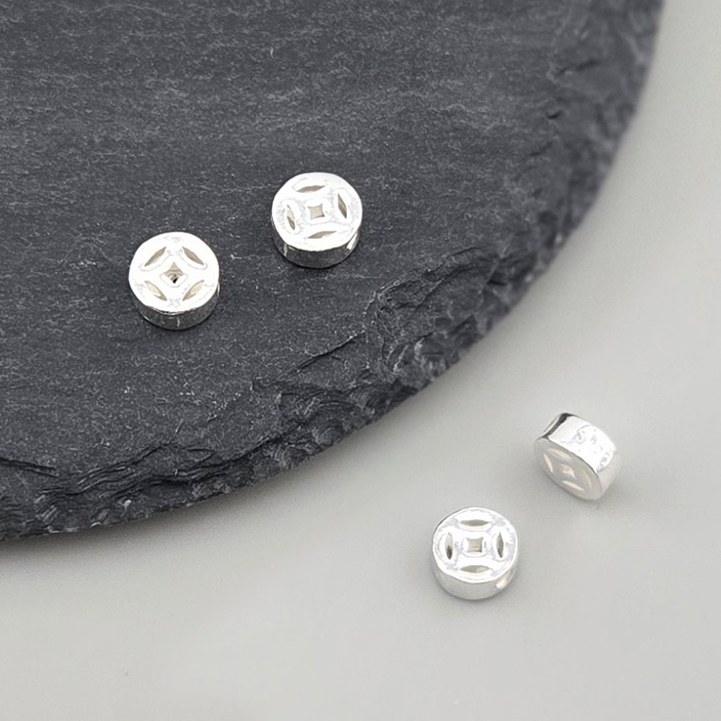비즈톡 [SVP-07-04]순은펜던트 실버925 엽전통과형 6mm (내경1.2mm) 엽전펜던트 ,1개