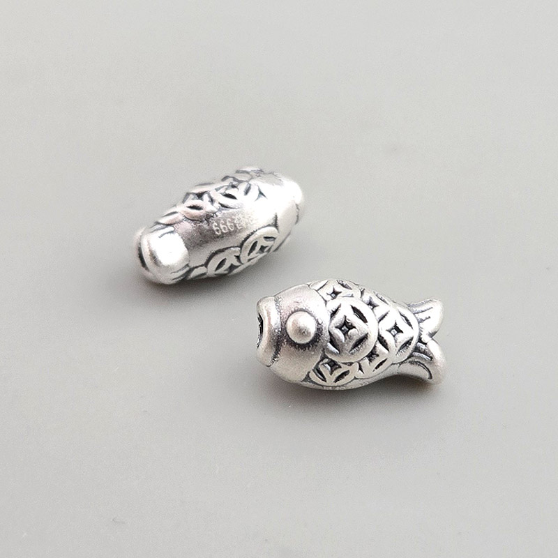 비즈톡 [SVP-07-24]순은펜던트 실버999 엽전물고기통과형 12x7mm (내경1.5mm) ,1개