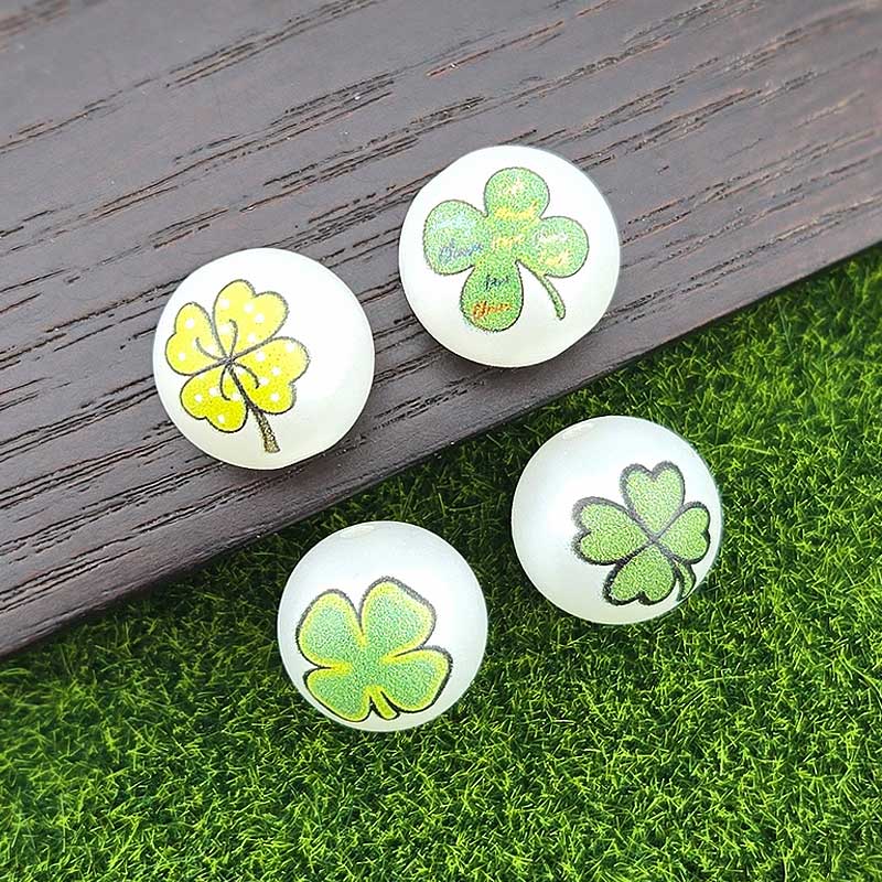 비즈톡 [BG-5-12]볼꾸파츠 아크릴 진주네잎클로버볼 16mm (내경2.6mm) 볼꾸비즈 키링용 ,1개