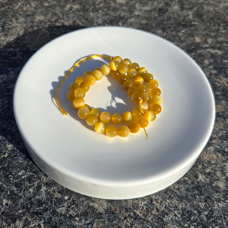 비즈톡 [J2-200-C]원석라운드 4/6/8/10mm 컬러호안석A급 옐로호안석  ,반줄