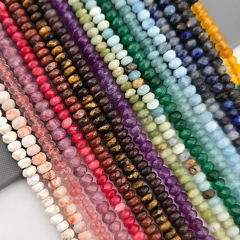 비즈톡 [J1-302-00]원석 옥론델 커팅 4mm 천연석/착색 18종 모음,반줄(약17cm)