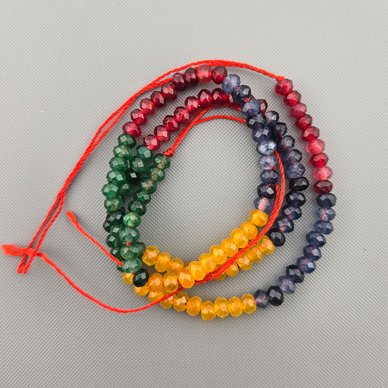 비즈톡 [J1-302-18]원석 옥론델 커팅 4mm 합성석 컬러혼합착색 ,반줄(약17cm)