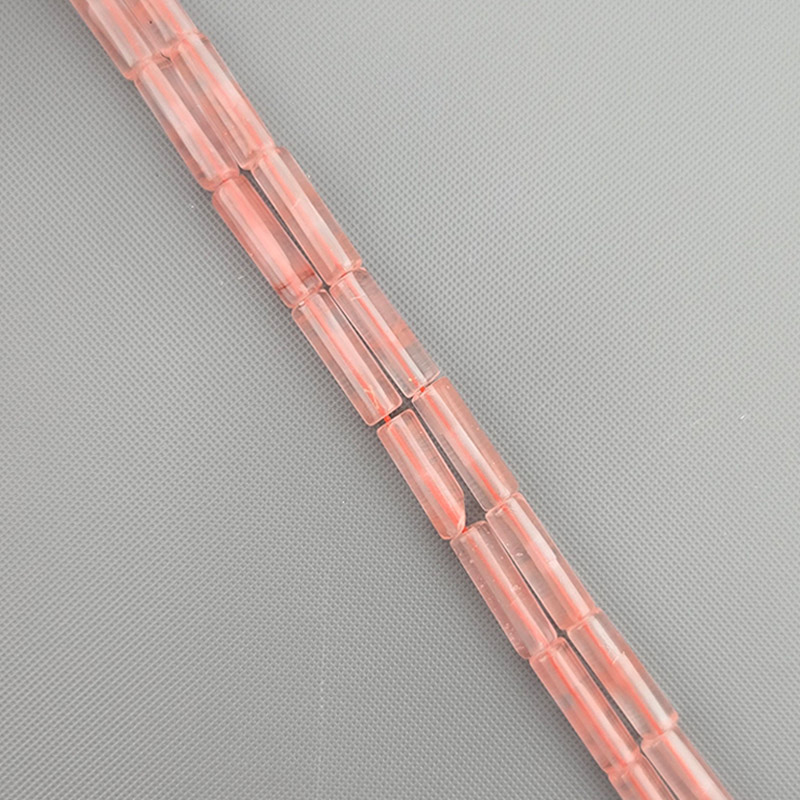 비즈톡 [J1-304-06]원석 원통 막대 파이프 4x14mm 수박홍/잉카로즈 ,반줄(약18cm)