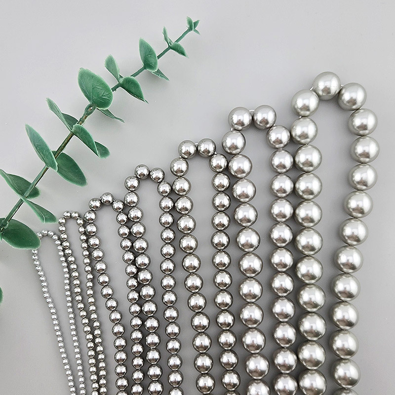 비즈톡 [HP-06-00]핵진주라운드 3/4/6/8/10/12mm 그레이 ,반줄