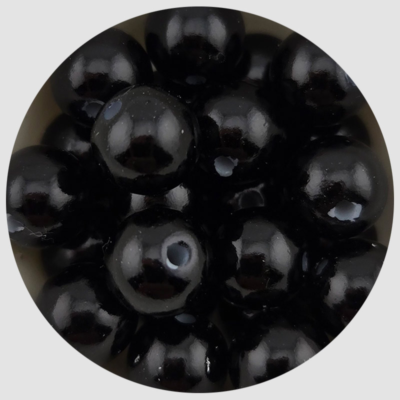 비즈톡 [AP-10-03]아크릴진주 라운드 10mm 블랙 ,1줄(약58개)