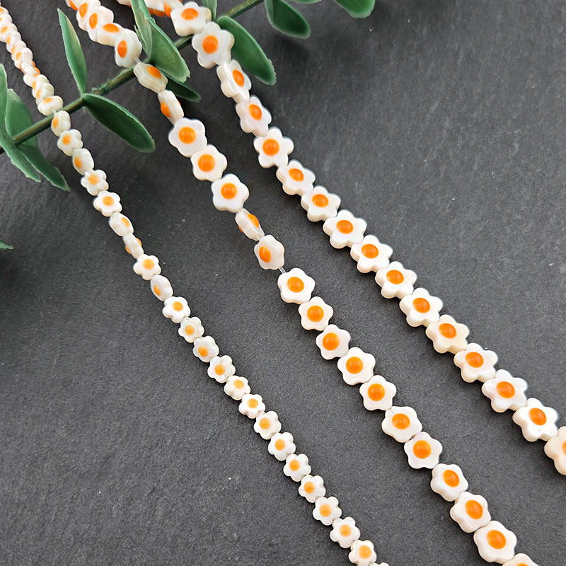 비즈톡 [JG-01-08]자개꽃 계란꽃 6mm 8mm 10mm 양면 민물패 화이트 ,5개