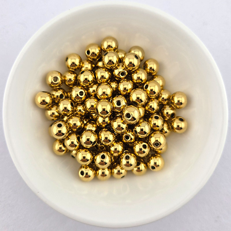 비즈톡 [S1-100-28]써지컬스틸 라운드볼 메탈볼 8mm 진공골드 ,5개