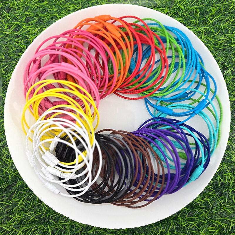 비즈톡 [TH-1-09]키링부자재 컬러와이어키링 백참 백꾸 열쇠고리 (컬러혼합대량) ,100개