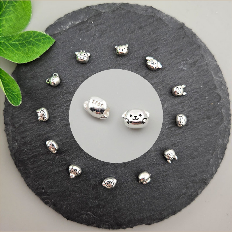 비즈톡 [SVP-09-10]순은펜던트 실버925 십이간지 12간지 미니동물 통과형 11.개띠 4.7x4.1mm ,1개