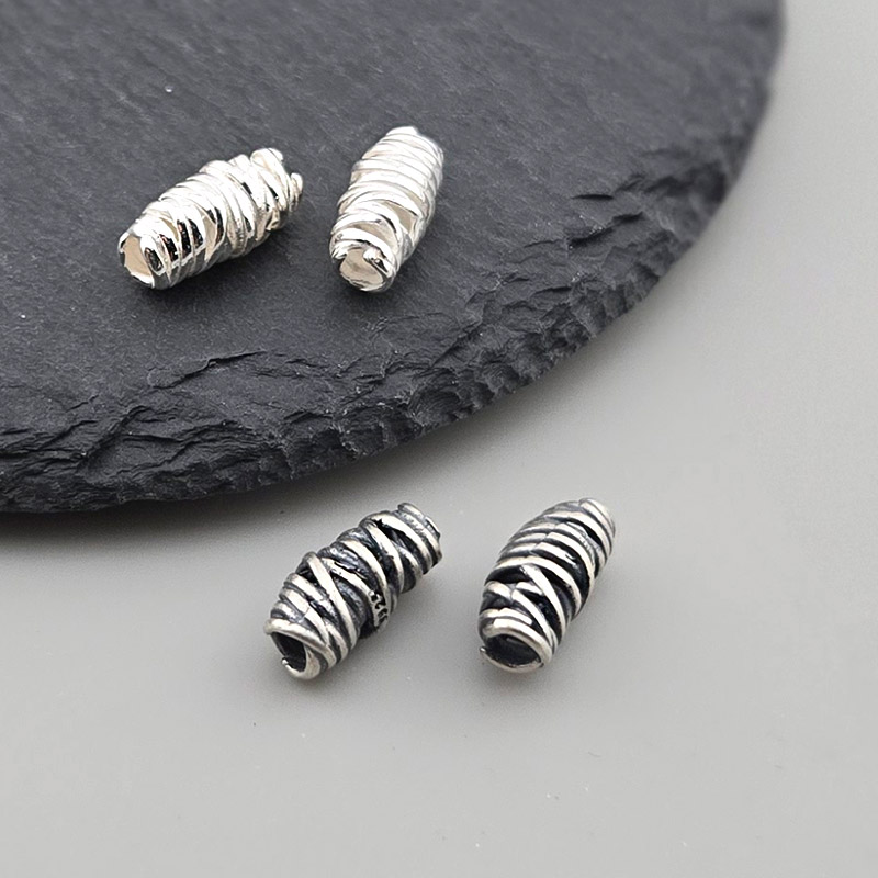 비즈톡 [SVP-06-44]순은펜던트 실버925 넝쿨링원통 12mm (내경2.5mm) 염주팔찌재료 ,1개