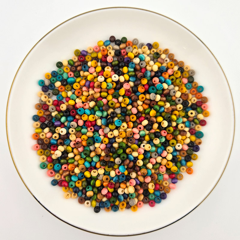 비즈톡 [DW-01-04]우드비즈 라운드 우드볼 나무구슬 4mm 멀티 ,50개