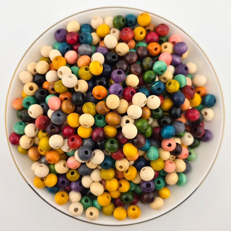 비즈톡 [DW-01-08]우드비즈 라운드 우드볼 나무구슬 8mm 멀티 ,40개