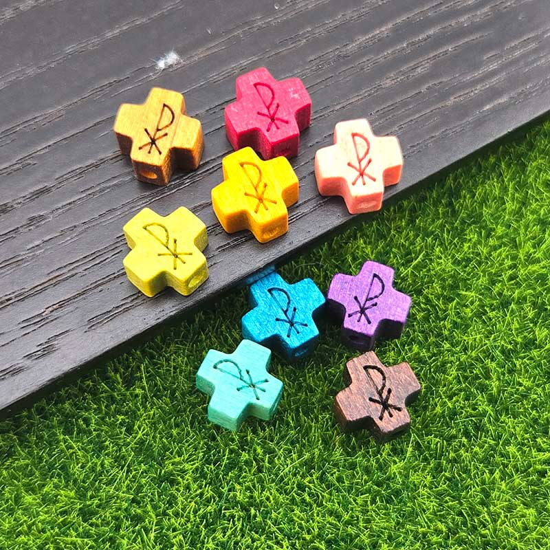 비즈톡 [DW-7-03]카톨릭묵주만들기 우드십자가 자작나무 XP십자가 정십자가 10mm  멀티 ,1개